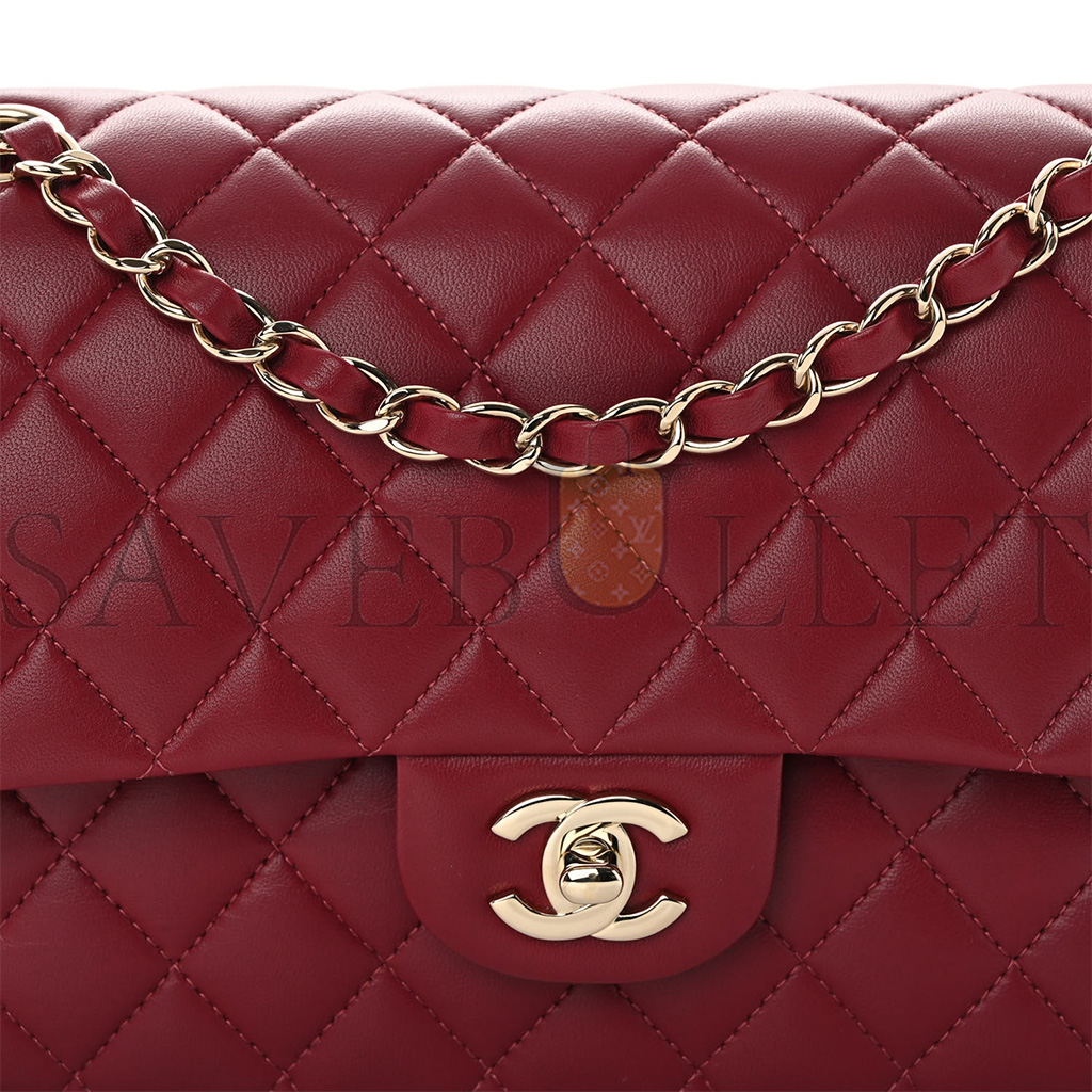 CHANEL CALFSKIN QUILTED MEDIUM DOUBLE FLAP DARK RED ROSE GOLD HARDWARE (25*15*6cm) CHANEL CALFSKIN QUILTED MEDIUM DOUBLE FLAP DARK RED ROSE GOLD HARDWARE (25*15*6cm)